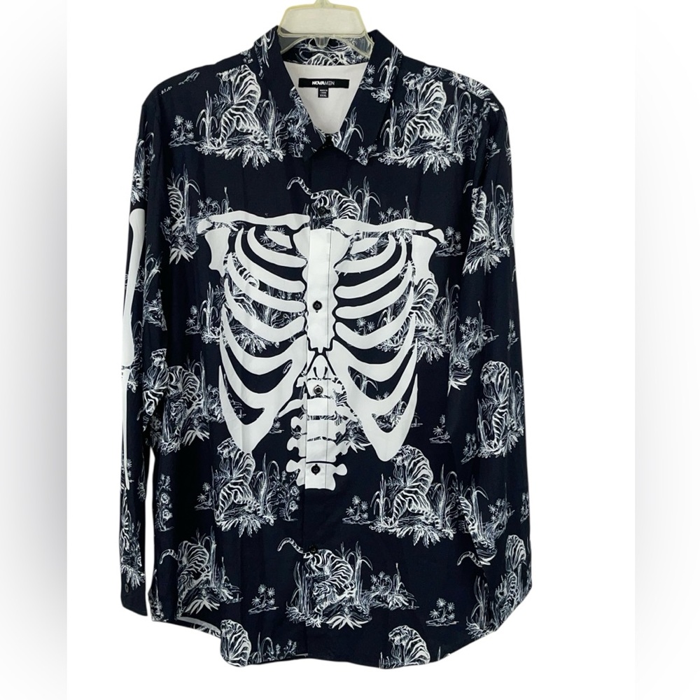 Novamen Mr. Savage Bones button up shirt. Size XXXL GUC - Picture 7 of 10